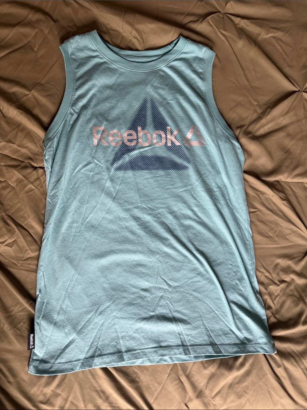 Reebok Light Aqua Tank with Pink Logo Accents